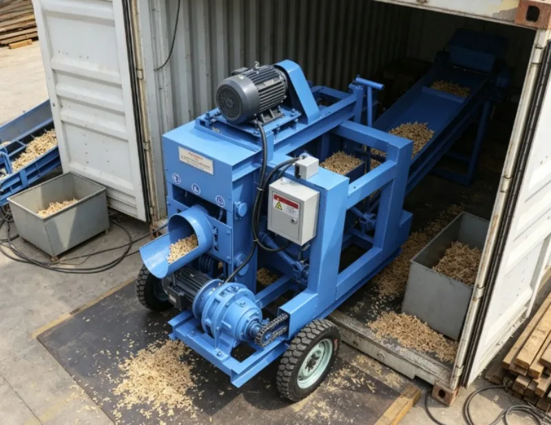 Dual-Function Log Peeling & Shredding Machine, Ring Type Wood Debarker With Wood Chipper Shredder Structure