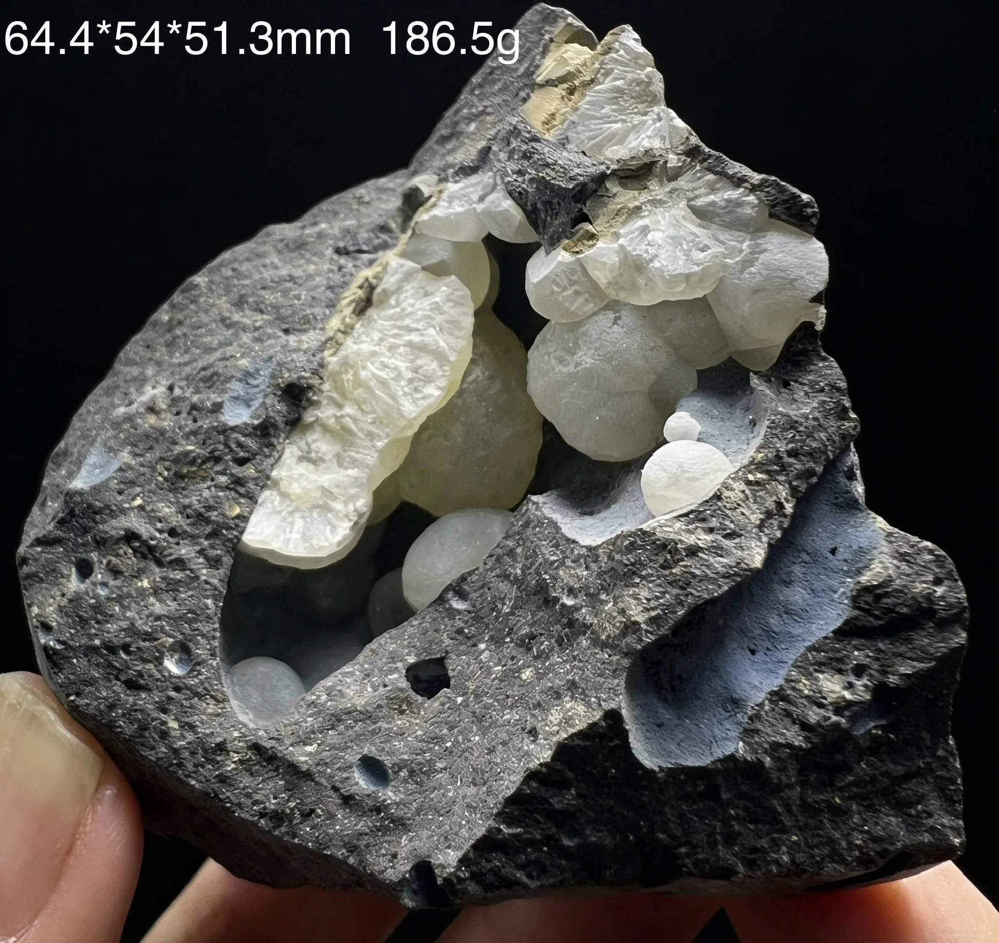 Selected natural rare spherical calcite coexisting mineral raw stone crystal specimen for appreciation, collection and display.