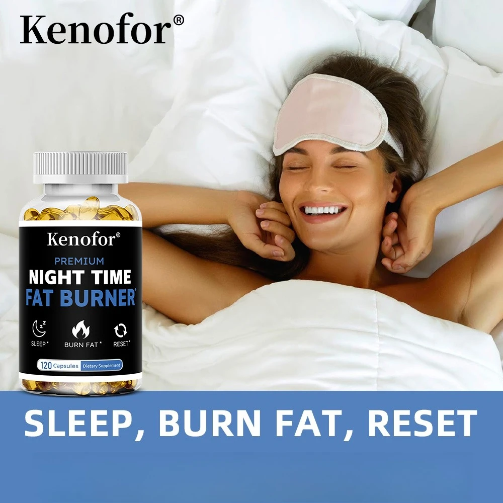 Soporte para quemador de grasa nocturno: contiene frijol blanco para promover el metabolismo y controlar el peso - 120 cápsulas