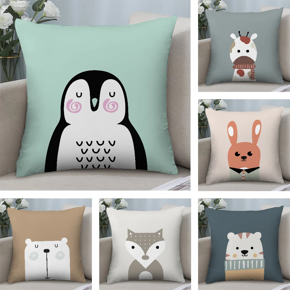 

Cute Animal Nursery Art Pillow Case Short Plush Pillow Covers Sofa Decorative Gift Home Double-sided Printing Cushion Cover