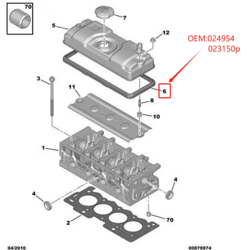 024954 023150p for Peugeot 206 207 306 106 1007 205 309 405 Citroen C2 Ax ZX Engine Valve Cover Gasket