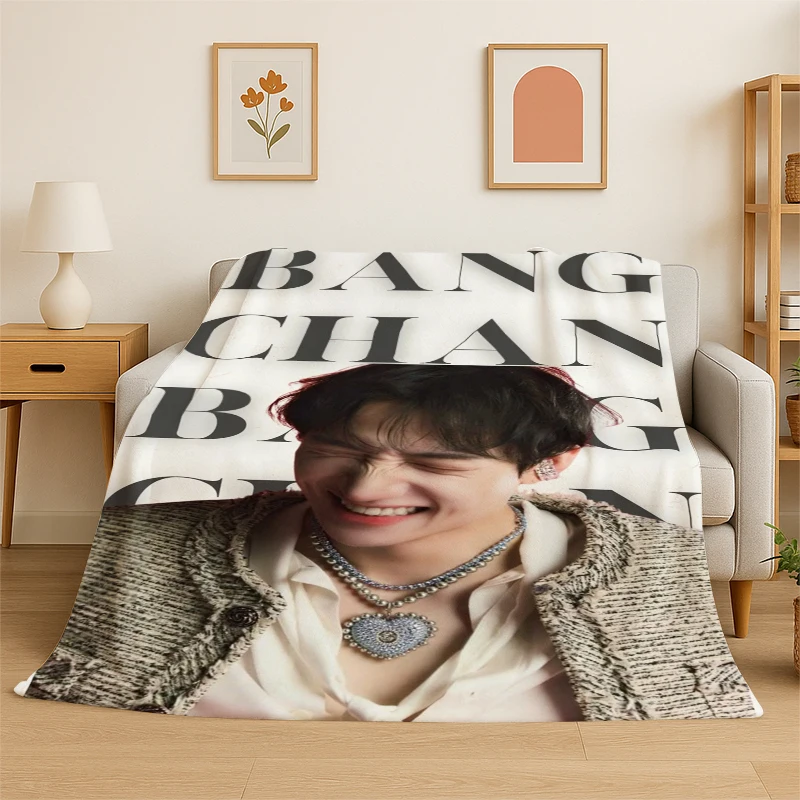 Kpop Bang Chan Stray Kids Musik-Flanelldecke, weiche, warme Überwurfdecke für Schlafzimmer, Wohnzimmer, Bett, Reisen, Camping, Picknick, Geschenk