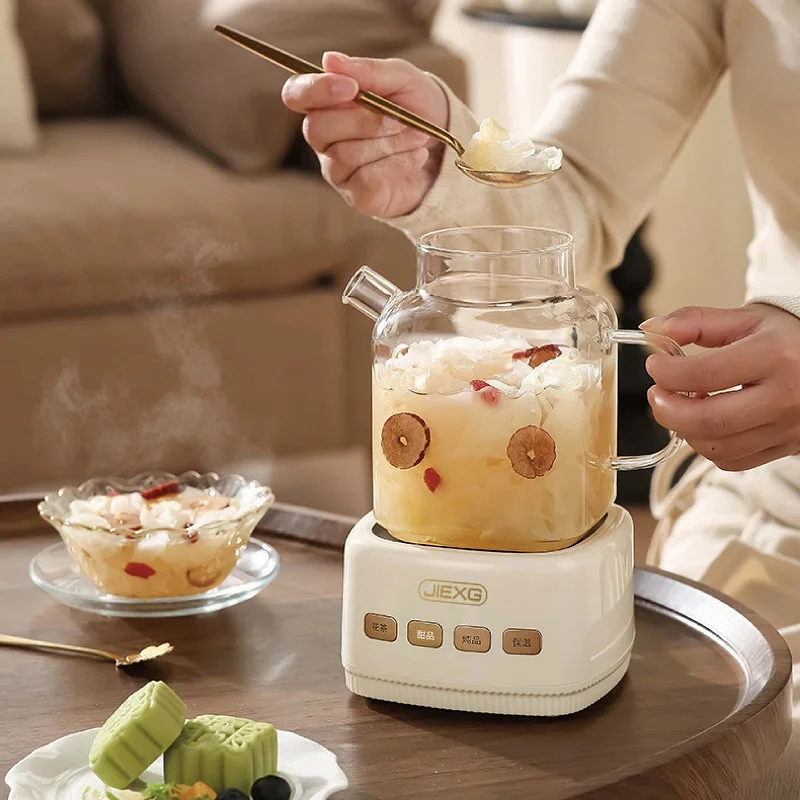 1L Multifunctional Health Cup Travel Electric Kettle Mini Electric Stew Cup Smart Office Glass Flower Teapot Auto Keep Warm 220V