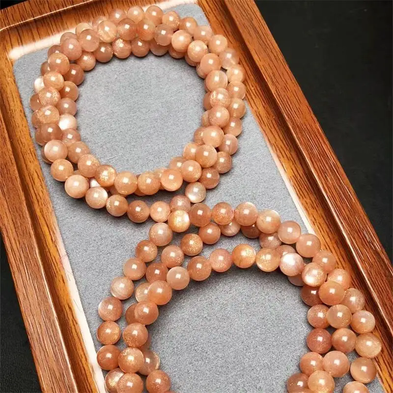 6.5MM Natural Sun Stone Triple Circle Bracelet Women Fashion Sweet Reiki Healing Energy Strand Girls Jewelry Gift 1PCS