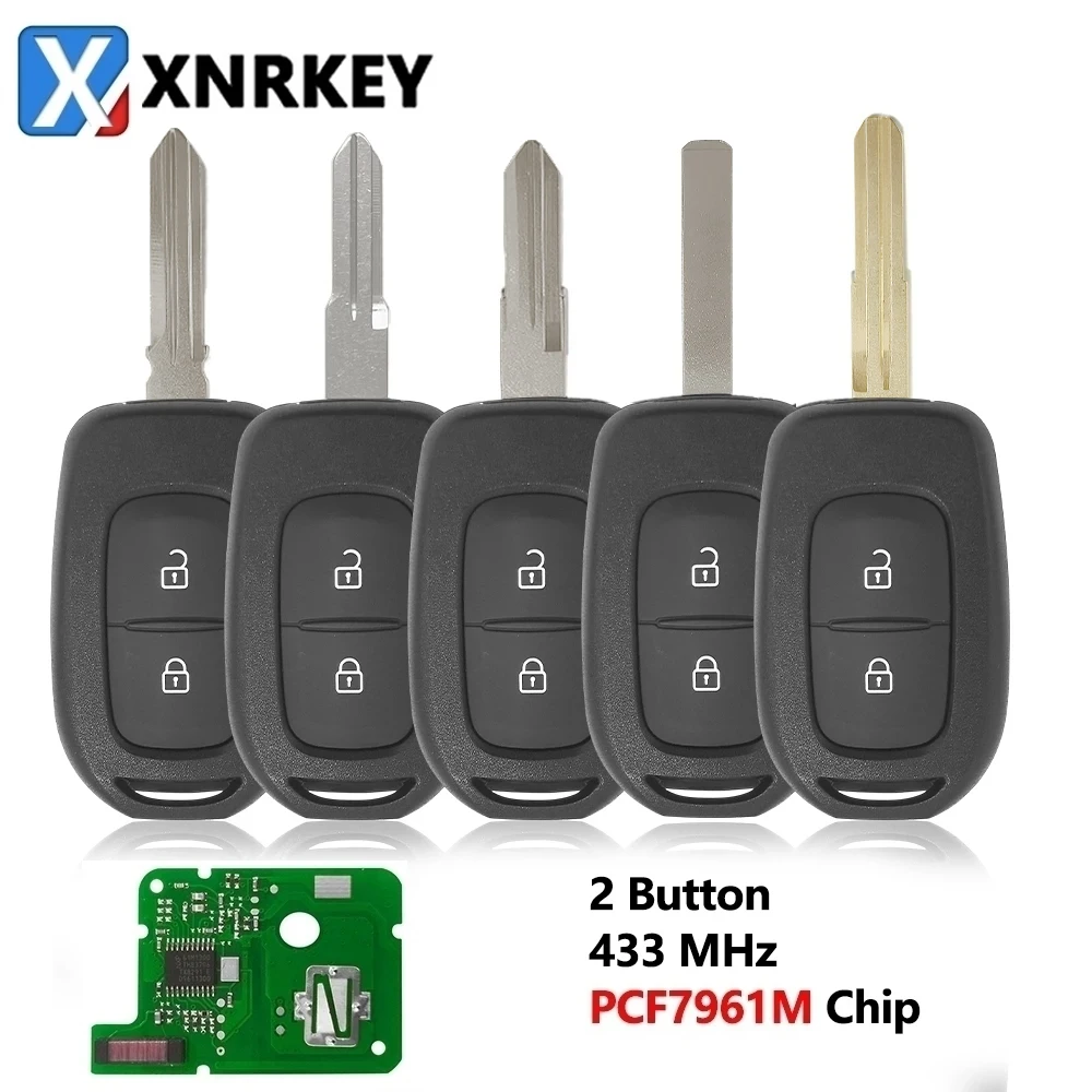 XNRKEY 2/3 Button Remote Car Key 433mhz Control Car Key For Renault Sandero Dacia Logan Lodgy Dokker Duster Trafic Clio4 Master3