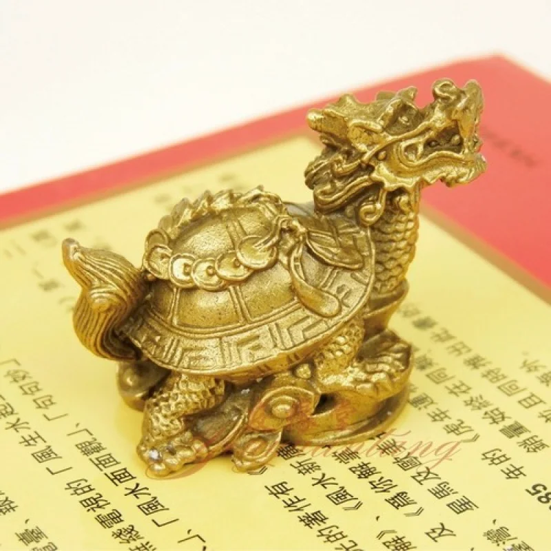 Pure Copper Dragon Turtle Decoration Pure Copper Dragon Turtle Faucet Small Water Turtle Mother and Child Turtle Home Ornament D