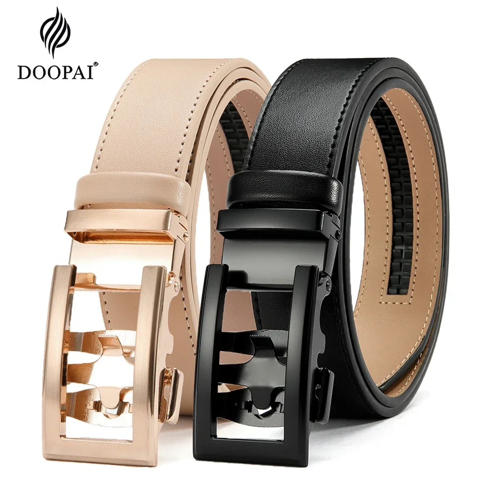 New Mens Belt Hollow Automatic Mens Belt Genuine Leather Luxury Belt  For Men Belt Male Strap Male Metal Automatic Buckle