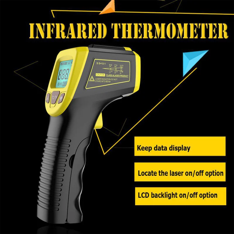 

Electronic Temperature Meter Industrial High-precision Non-contact Infrared Thermometer Gun Backlight Display