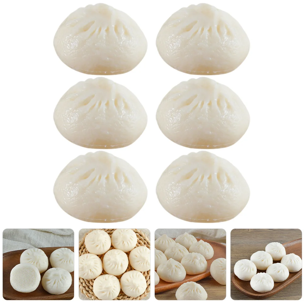 

6Pcs Realistic Artificial Steamed Bun Decorative Food Prop Photography Party Kitchen Display Fake Food Fake Steamed Bun