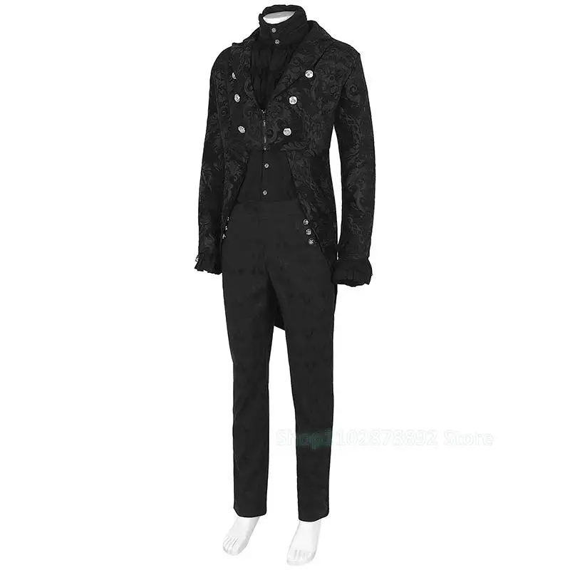 Jaqueta renascentista vitoriana, fantasia de halloween, cosplay, homens, steampunk, trench coat, camisa, calças, vintage, príncipe, sobretudo medieval