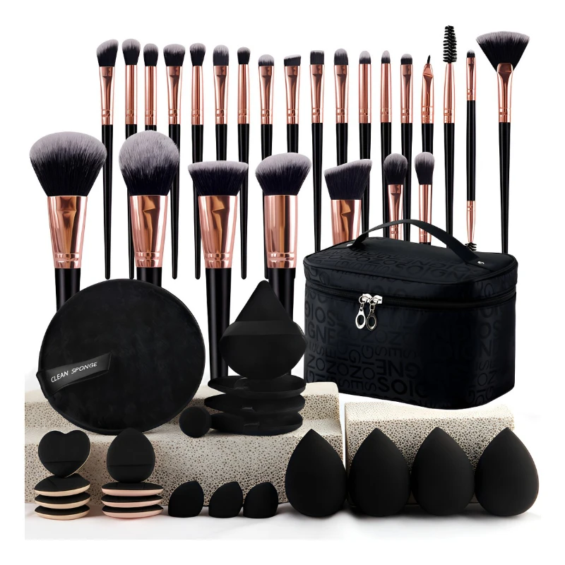 47Pcs Makeup Brush Set Chic Fragrance Style Beauty Tools Kit Portable Travel Cosmetic Bag Puff Toiletry Makeup Accessories Set