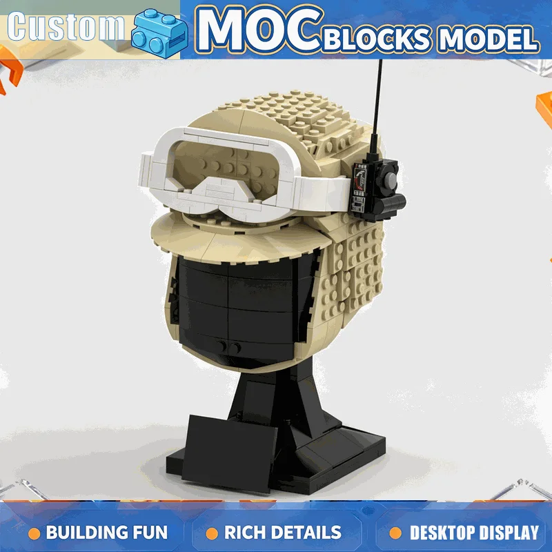NEW 522PCS Snow Patrol Helmet Bust Model Building Blocks Creative DIY Assembly Sculpture Toy Gift Collection Display Educational