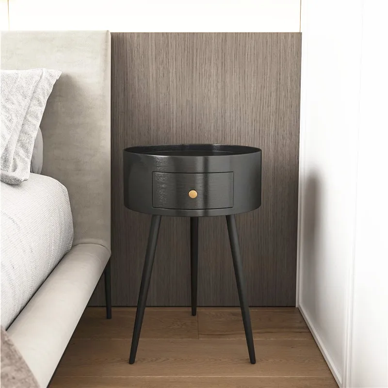 Versatile Circular Nightstands Minimalist Modern Bedroom Easy Install Walnut Bedside Table Design  Modern Simple Bedside Table