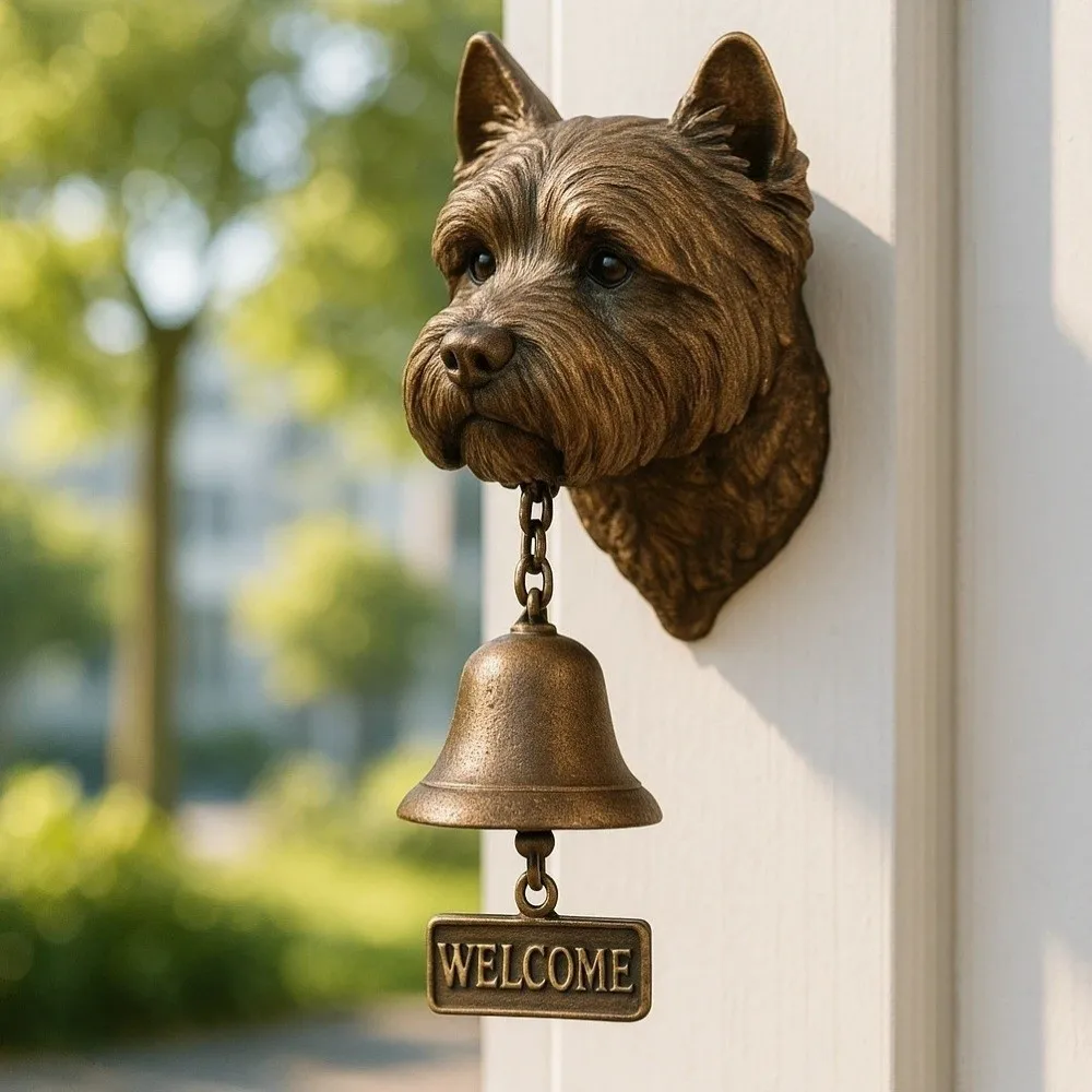 Funny Vintage Welcome Doorbell Wall Mount Rustic Puppy Doorbell Unique Resin Dog Figurine Front Door