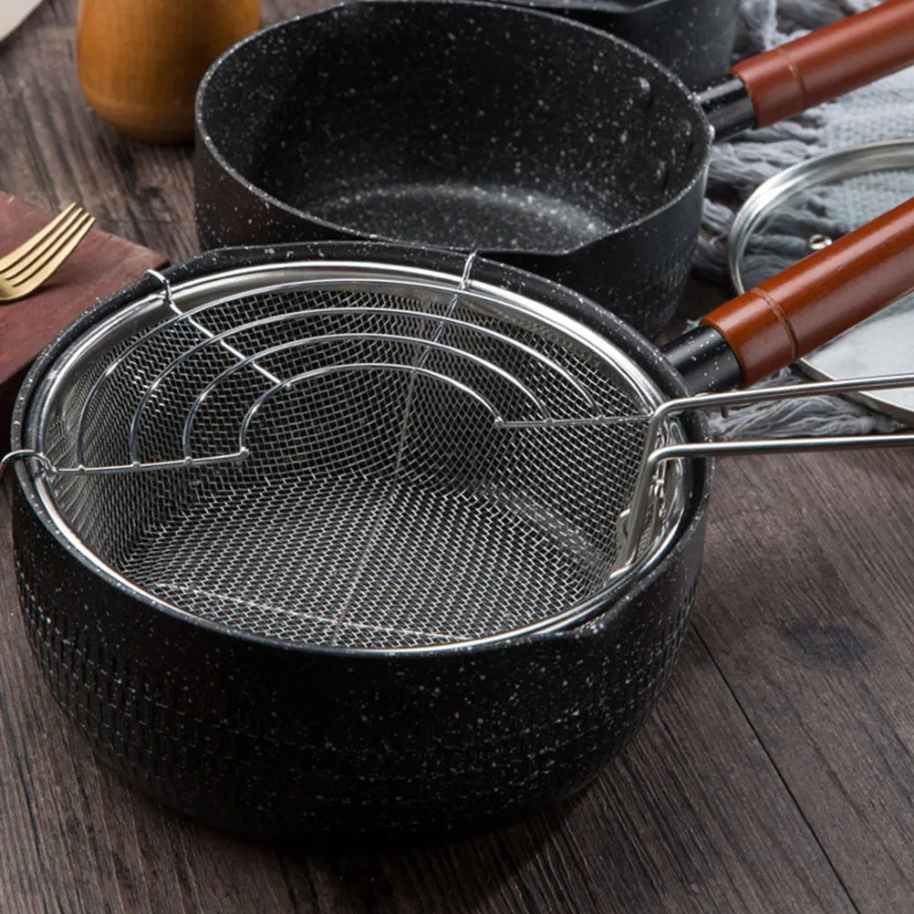 

Stainless Steel Basket Filter Round Deep Baskets Air Fryer Mesh Pot Handles Mesh Basket For Air Fryer Folding Chip