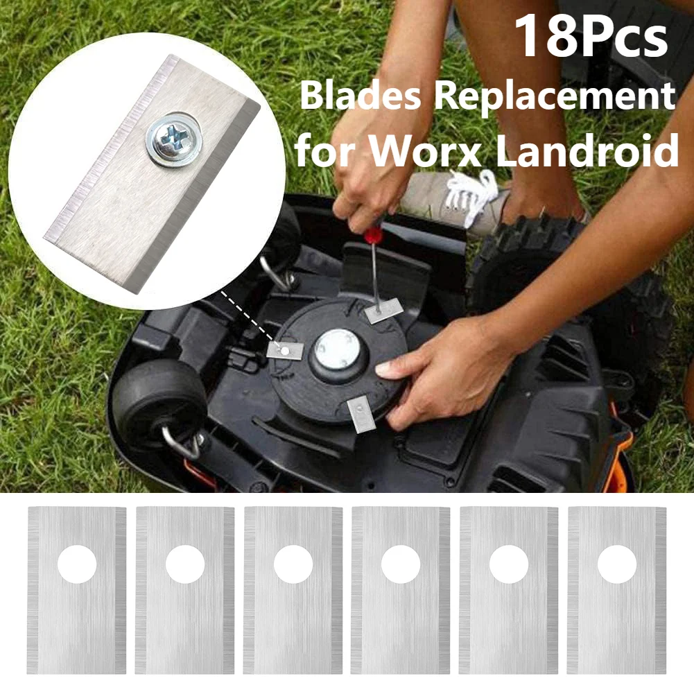 18Pcs Blades Replacement For Worx Landroid Robotic Lawnmower Lawn Mower Cutting Blade Set Stainless Steel Replacement Blades