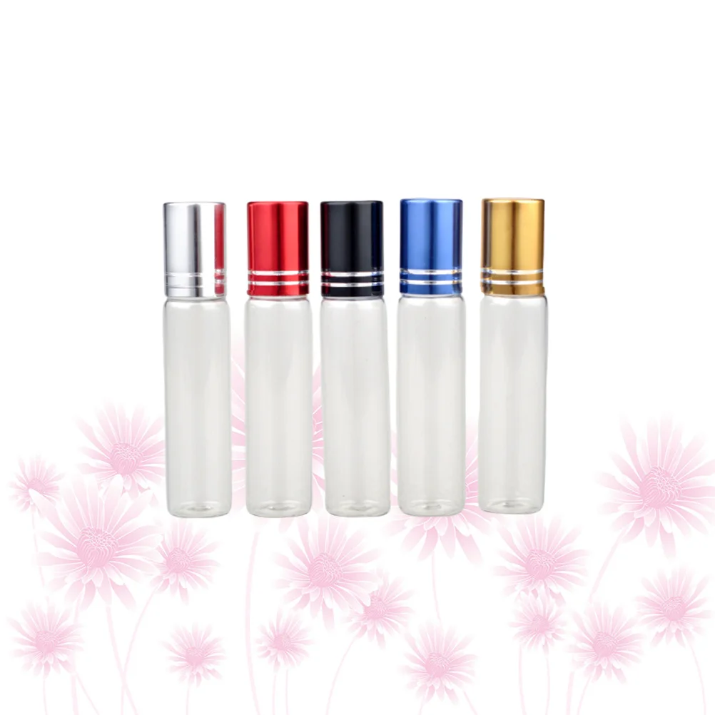 

5Pcs Essential Oil Bottles Glass Roller Ball Leakproof Refillable Empty Subpackaging Bottles for Travel Perfume Synthesis Oil