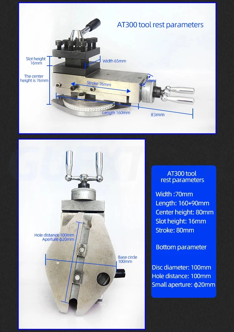 WM210V Lathe Tool Holder Assembly, Compound Rest Small Slide Tool Post, Mini Lathe Replacement Accessories Parts