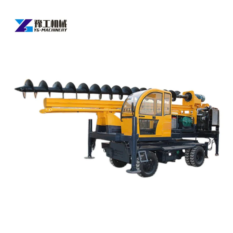 Mobile Hydraulic Pile Driving Machine With Winch For Solar Piles Foundation Piling