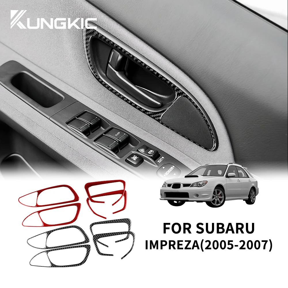 Inner Door Handle Frame for Subaru Impreza 2005 2006 2007 Real Soft Carbon Fiber Sticker Trim Interior Accessories