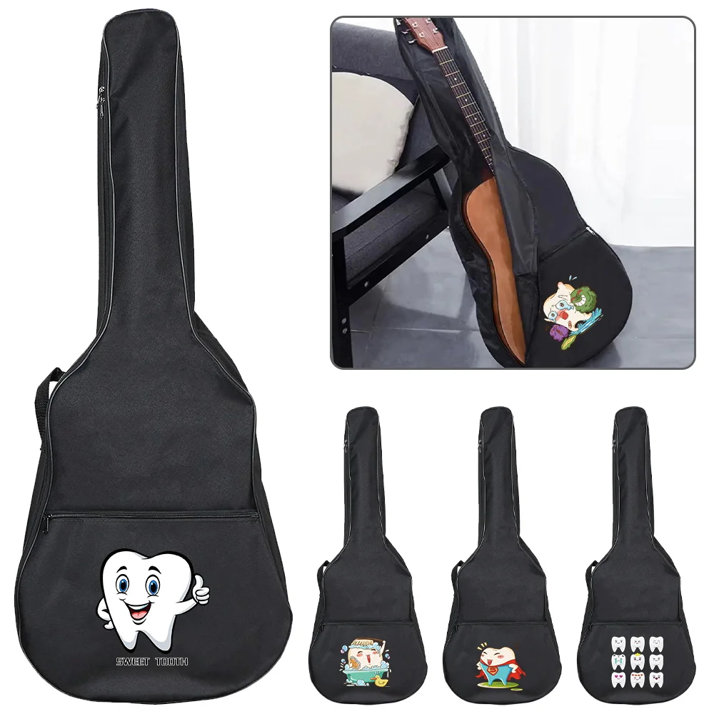 Guitar Bag Portable Guitar Case 31-41 Inch Oxford Fabric Acoustic Guitar Bag Soft Case Shoulder Teeth Series Waterproof Backpack