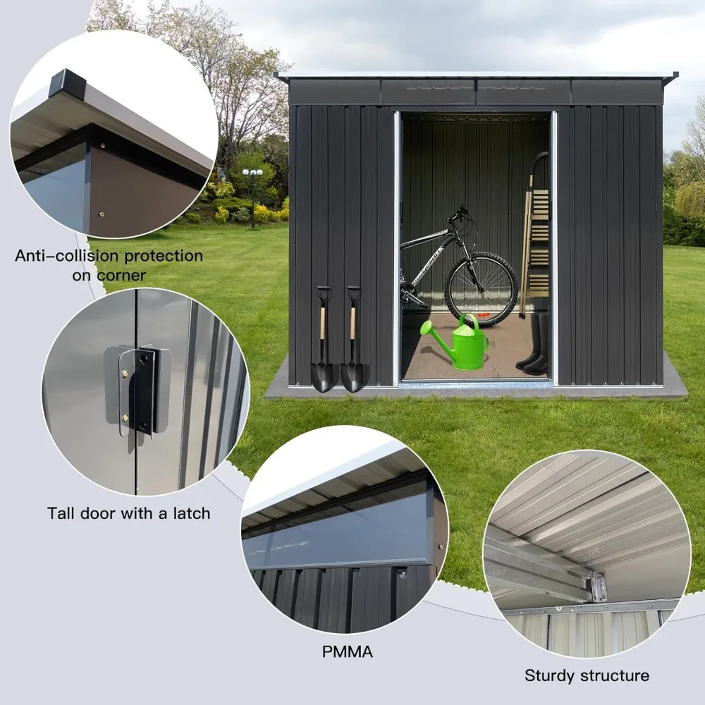 Imagem -04 - Galvanizado Metal Storage Shed com Portas Fecháveis Duplas Jardim ao ar Livre Shed Armazém e Home Supplies