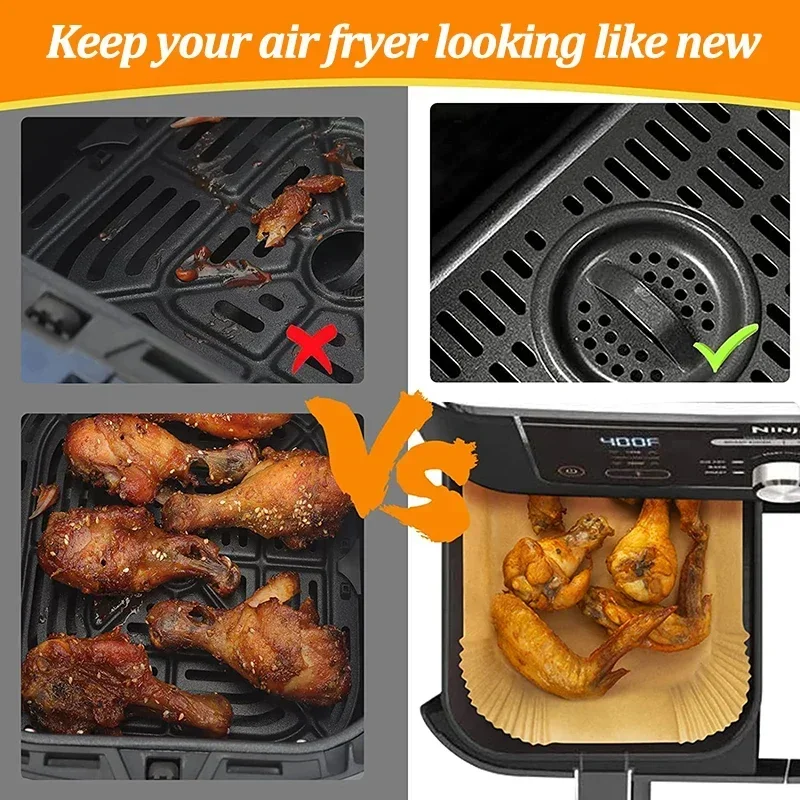 Friggitrice ad aria usa e getta Carta antiaderente Cucina Cottura Airfryer Zerbino Antiolio Micro-onde Barbecue Pad Carta da forno Fodera Accessori