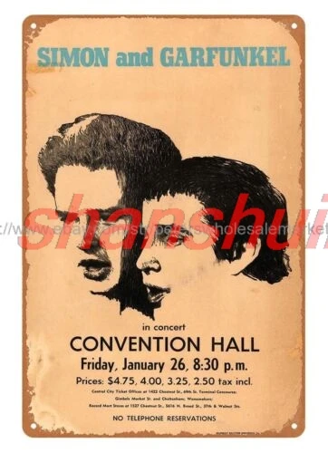 SHANSHUI man cave wall art 1968 SIMON AND GARFUNKEL CONCERT POSTER metal tin sign 1pc