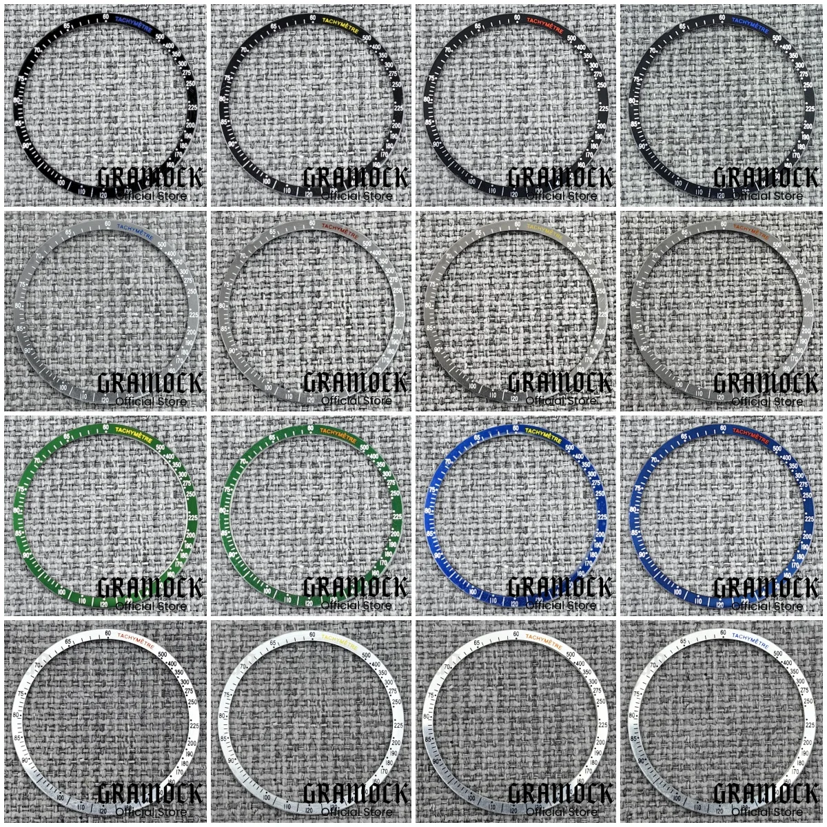 GRAMOCK Yellow Red Green Ring Flat Aluminium Bezel Insert 38.5*34mm Fit 40mm VK63 VK64 Watch Case Replacement Accessories Parts