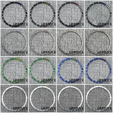 GRAMOCK Yellow Red Green Ring Flat Aluminium Bezel Insert 38.5*34mm Fit 40mm VK63 VK64 Watch Case Replacement Accessories Parts
