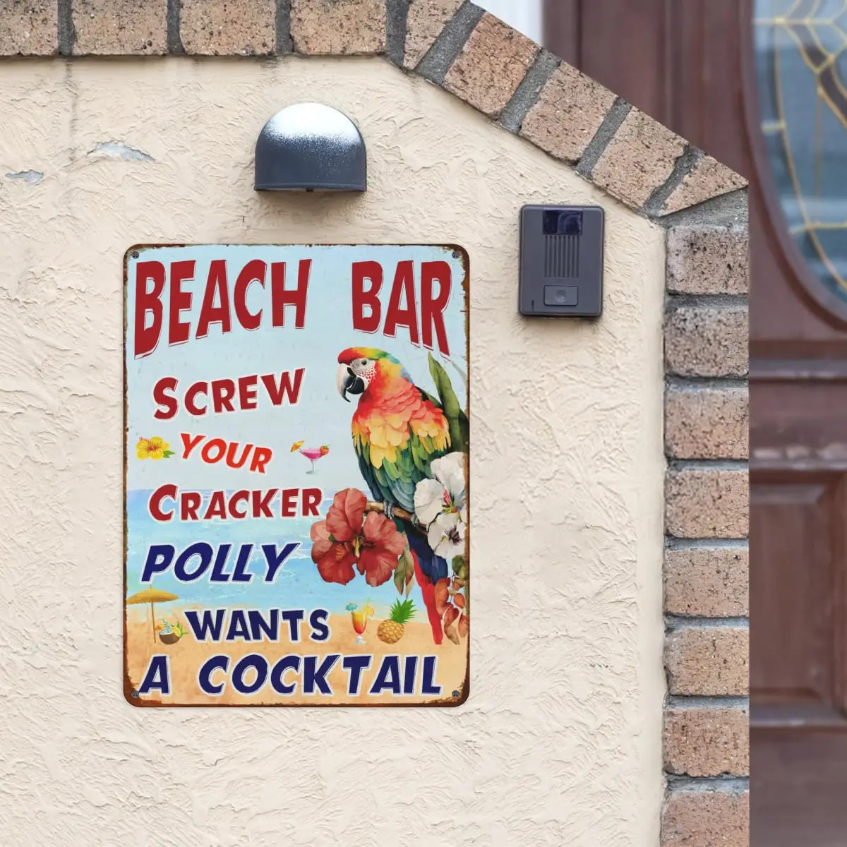 Vintage Pool Sign Metal Sign Beach Bar Screw Your Cracker Polly Wants A Cocktall Tin Sign for Outdoor Funny Pool Wall Decor Swim