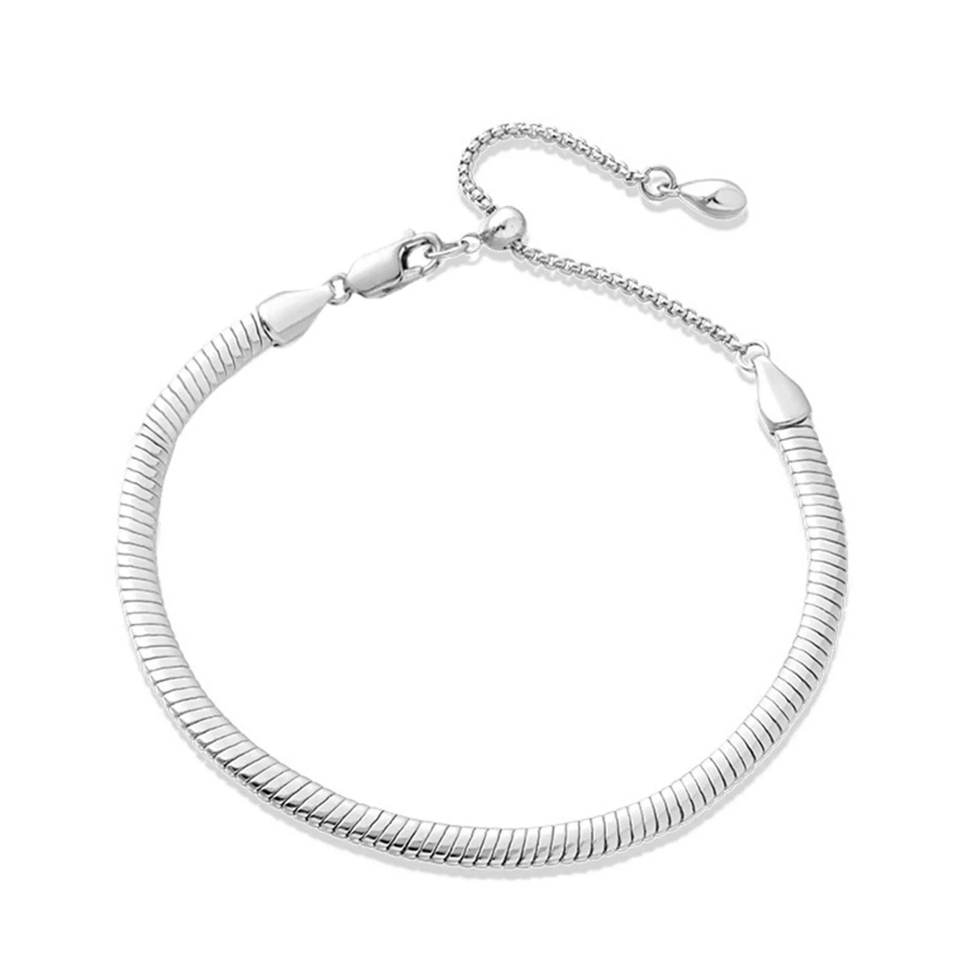 Adorable 925 Sterling Silver Snake Chain Flexible Bracelet Bangle Women Jewelry Gift