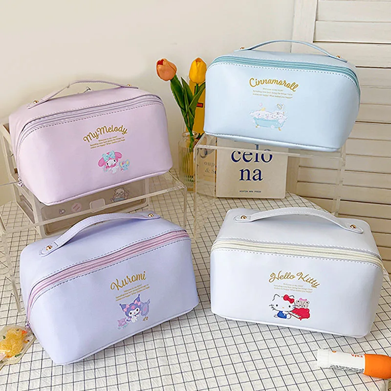 

Kawaii Sanrioed Cosmetic Bag Kuromi Cinnamoroll Large Capacity Storage Bag Melody Cartoon Anime Girl Multifunctional Cute Bag