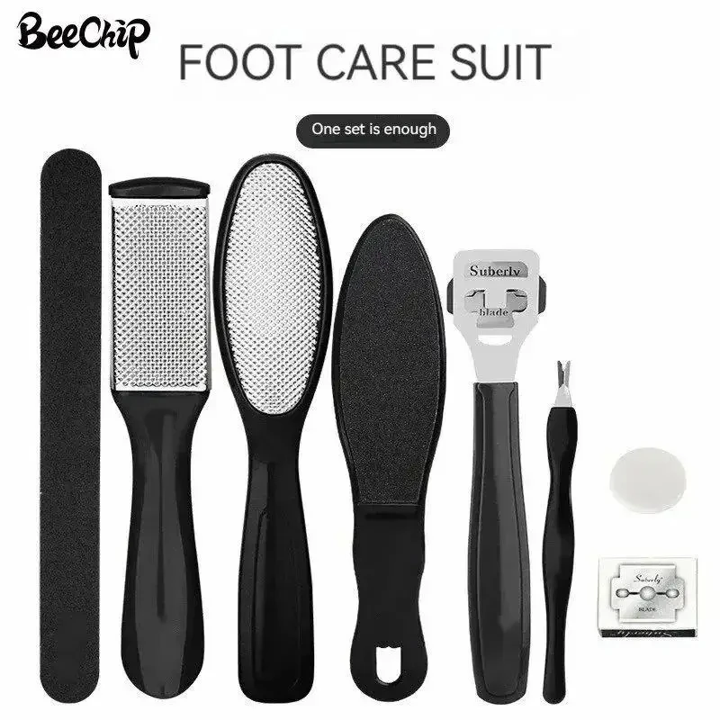 Pedicure Set Peeling and Exfoliating Calluses Foot Scrubbing Brush Stainless Steel Double-sided Foot Care Pedal Stone 10 in 1