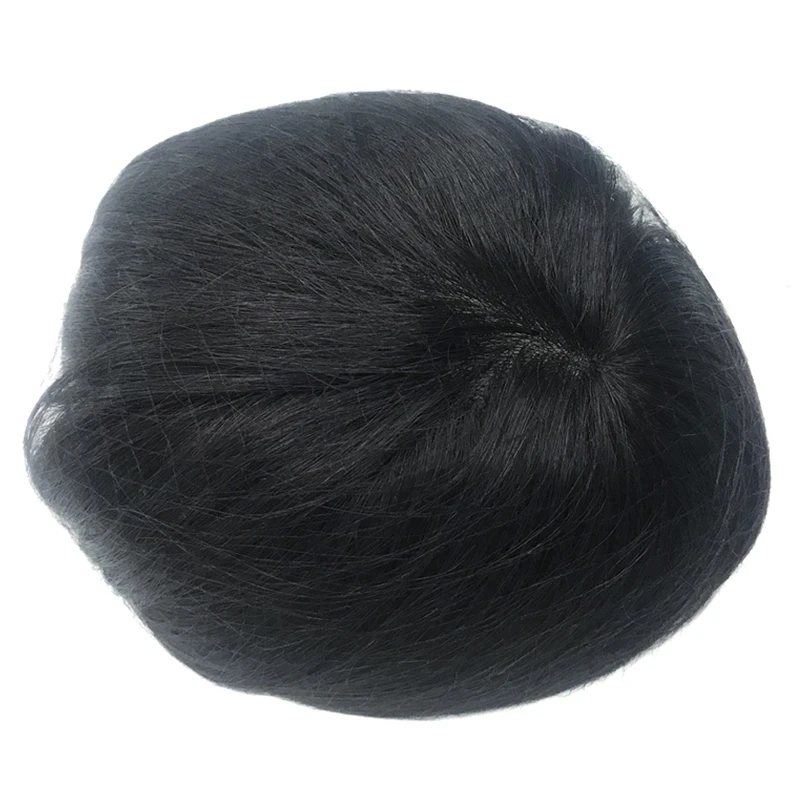 Men Toupee Biological Scalp Thick PU Wigs Breathable Capillary Prosthesis Indian Remy Human Hair Natural Replacement System 6\