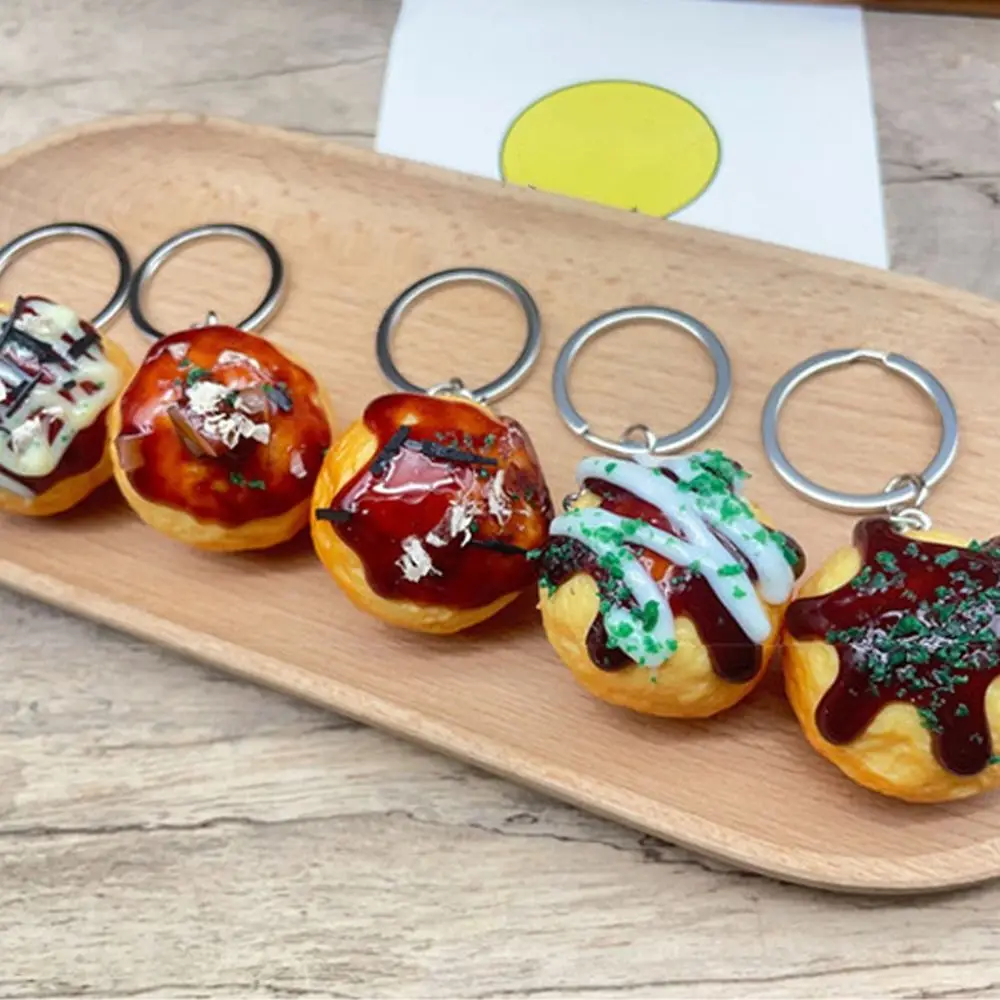 Funny Bag Pendant Simulation Food Key Chain Car Keychains Jewelry Accessories Takoyaki Pendant Charms PVC Keychain Couple