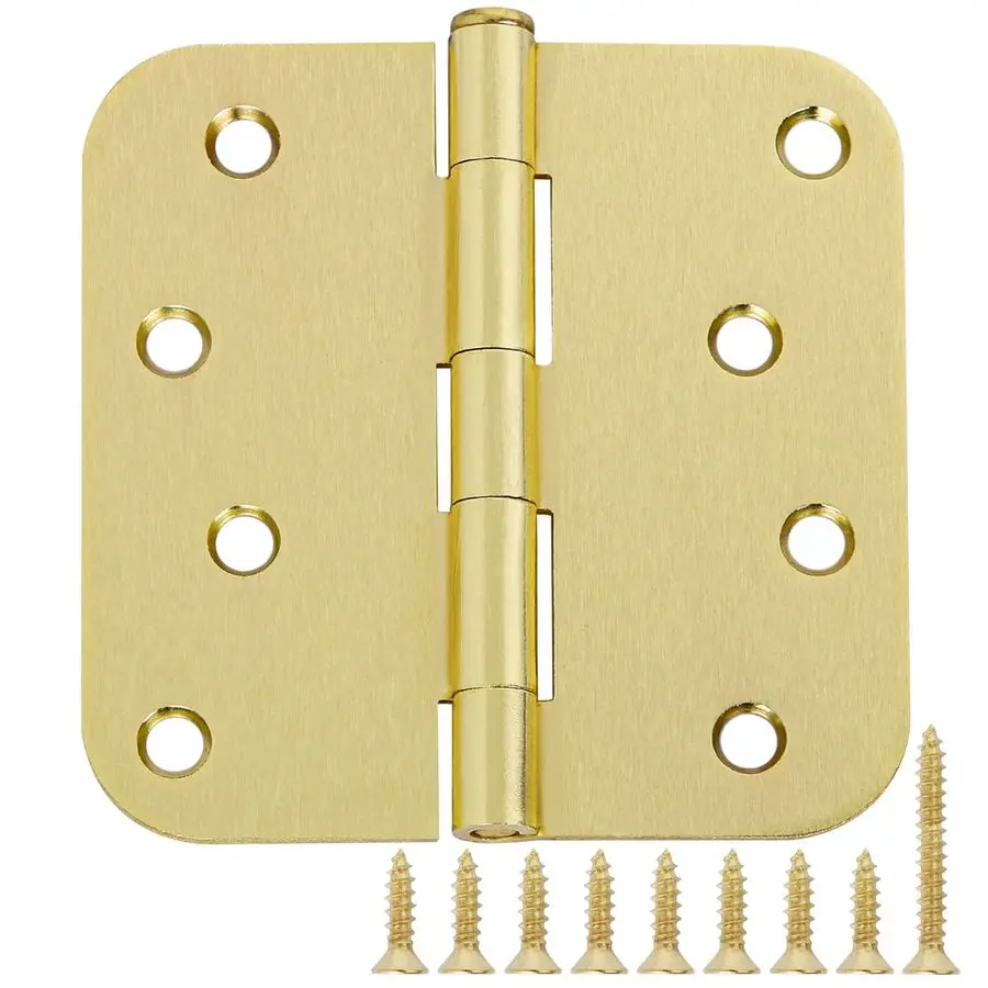 

Pack 4 in Exterior Door Hinges Outdoor Brushed Brass Door Hinges Satin Gold 4 Inch 5 8 Radius Interior Hinge Rounded Front Hardw