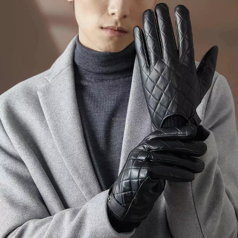 الأصلي Youpin Qimian كامل شاشة تعمل باللمس قفازات من جلد الغنم سميكة الدافئة زائد المخملية قفازات جلدية الشتاء الدراجات قفاز كامل الاصبع