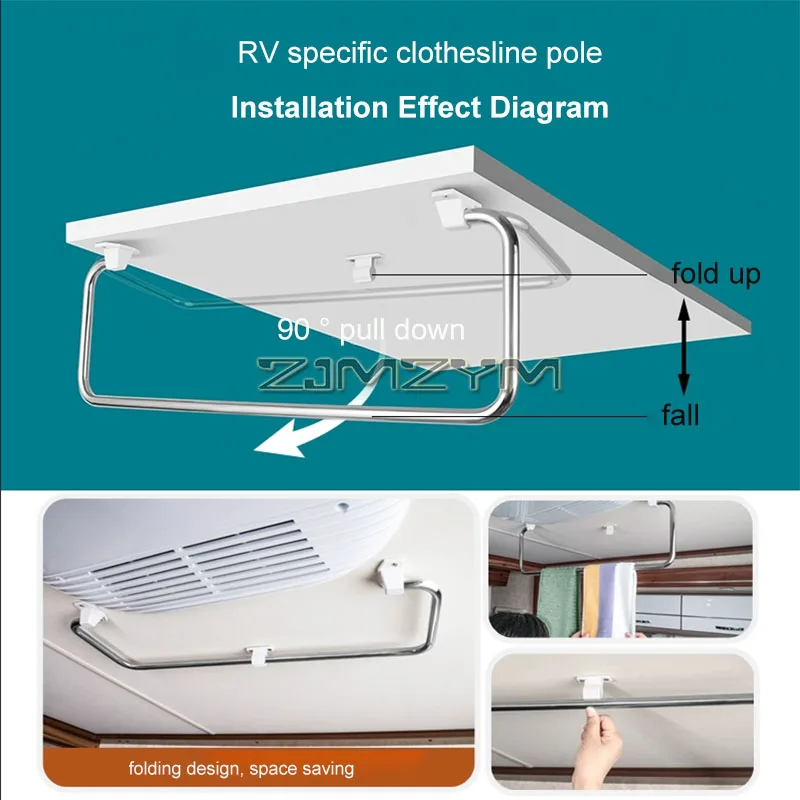 Asta per asciugare i vestiti per camper, binario sospeso in acciaio inossidabile per armadi, stendibiancheria salvaspazio