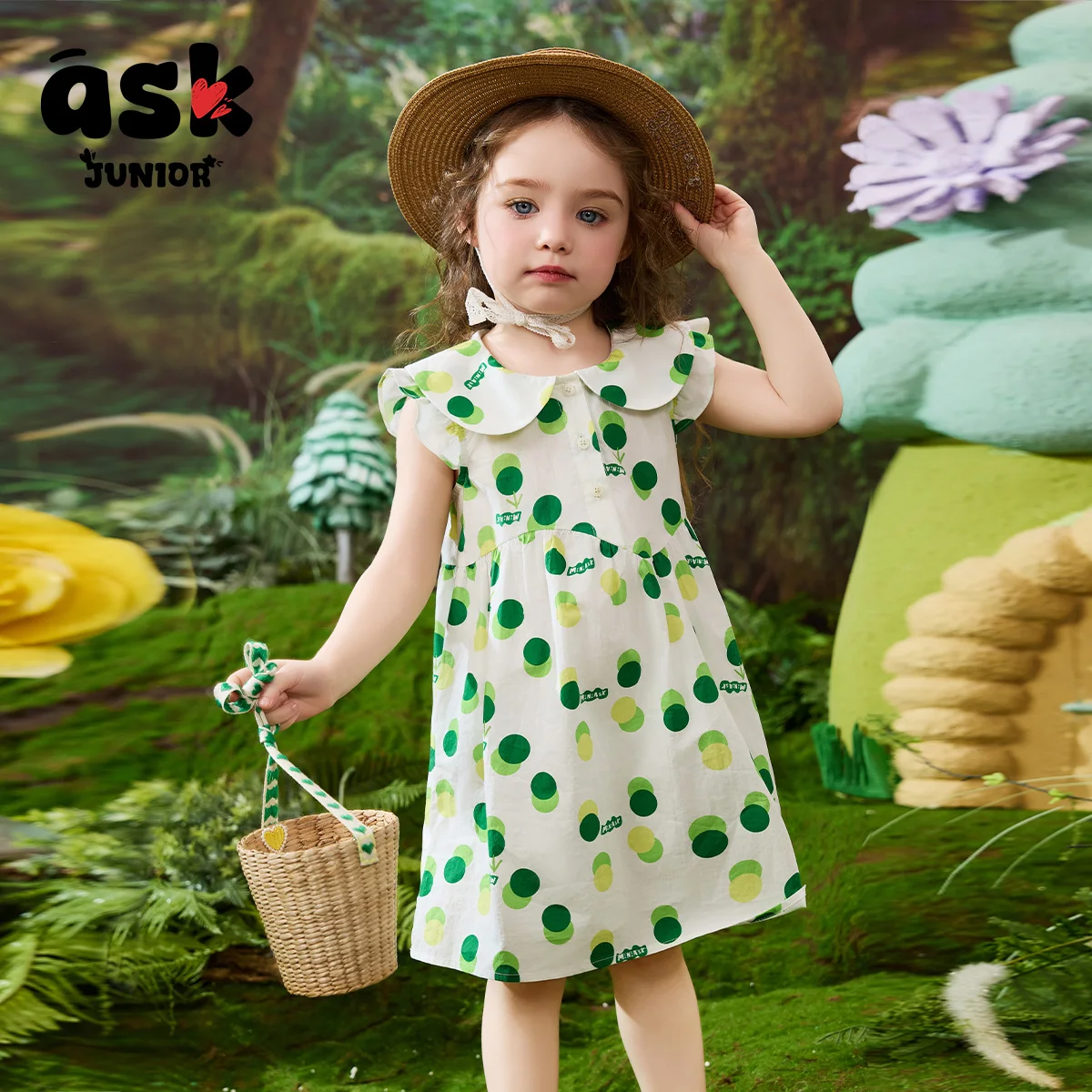 اسأل فستانًا صيفيًا للفتيات الصغيرات مطبوعًا من القطن اللطيف #3