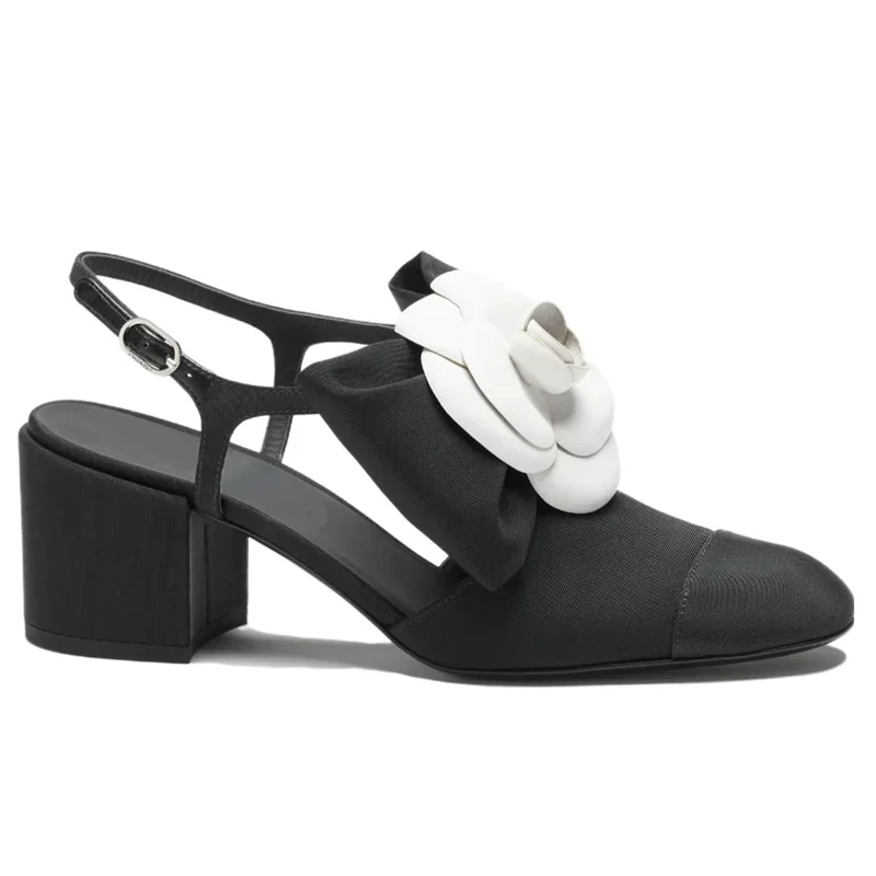 

Wildflowers Butterfly Knot Pumps Sexy Square Toe Thick Heel Slingback Buckle Strap New Arrivals Fahion Women Modern Shoes