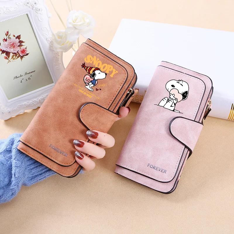 Snoopy Women Purses Cute Wallet Cartoon Character Print Fashion Wallets Multi-layered Large Capacity Purse Birthday Party Gifts