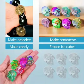 骷髏樹脂模具 矽膠模具 環氧樹脂澆鑄 8件套 迷你3D骷髏蠟燭模具 萬聖節鑰匙圈配件 8 最佳銷售 迷你矽膠模具 - №5