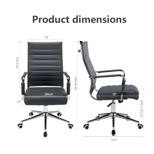 Office Desk Chair Leather, Conference Room Chairs with Wheels, Executive Modern High Back Ergonomic Swivel Rolling