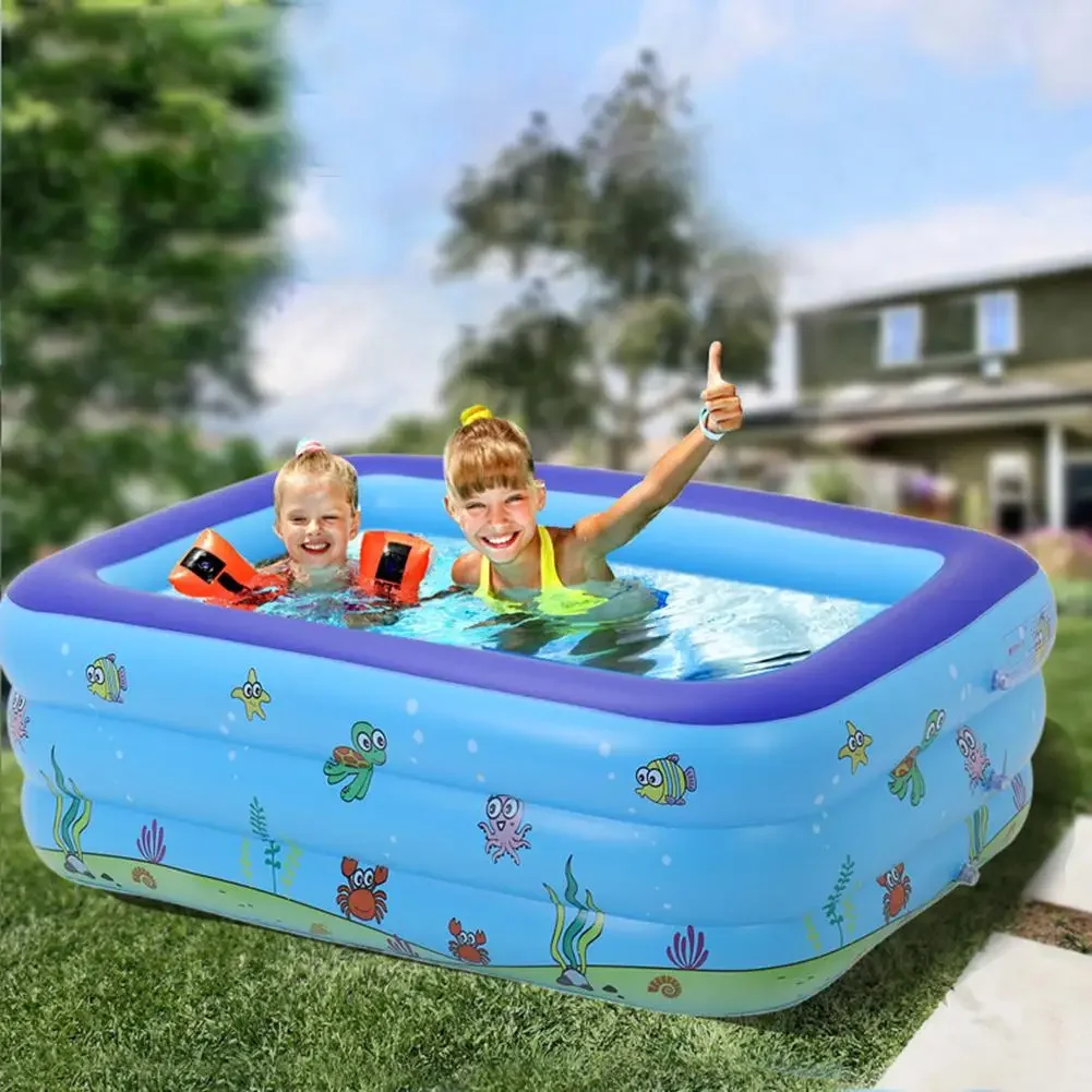 Bañera inflable Rectangular para bebé, piscina portátil de tamaño completo para familia y niños, novedad