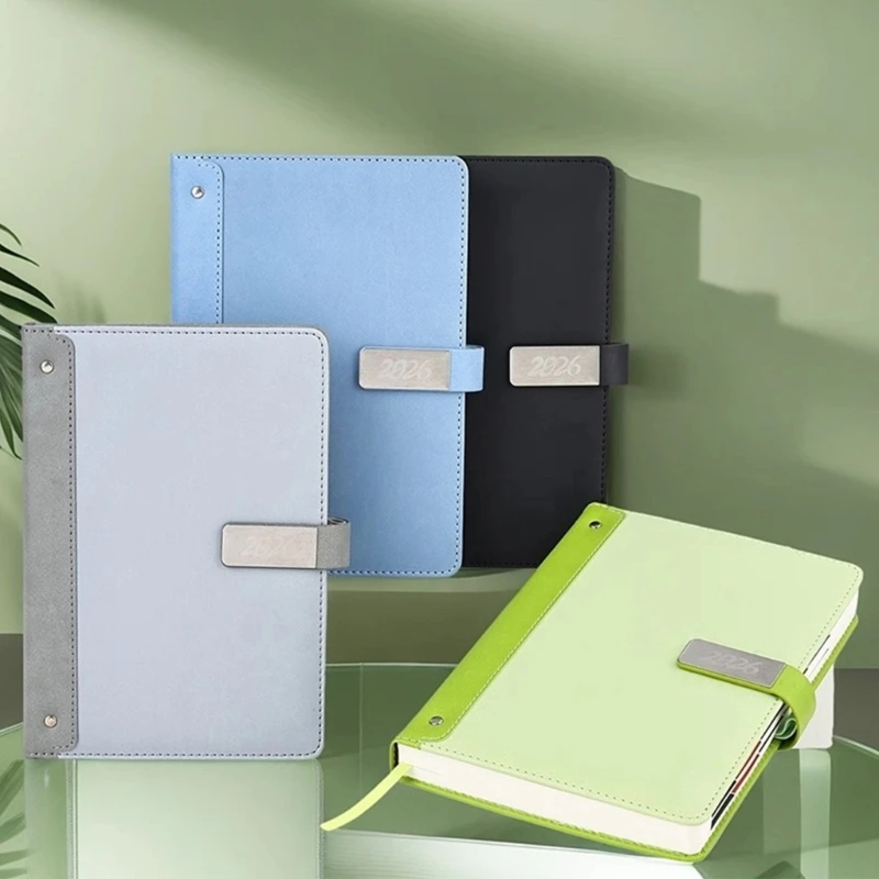 2026 Leather Academic Planner Notebook Daily Journal with Closure Elastic Pen Slots For Scheduling 8.26x5.7Inch 896C