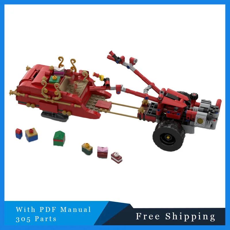 

305 шт. MOC креативный строительный блок, модель тракторных сани, модульная сборка «сделай сам», игрушка для мальчиков, набор подарков на день рождения, Рождество, сюрприз