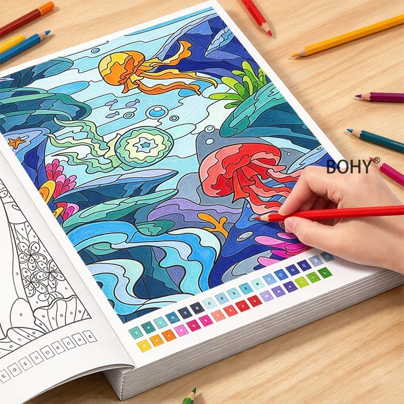 1 Adult Digital Coloring Book, 32 Pages, Relaxing At Home, Cultivating Color Aesthetics and Concentration, Great Holiday Gift