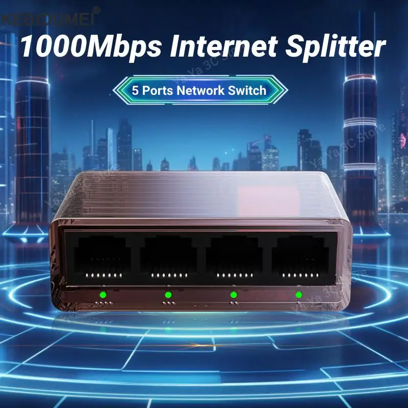 Gigabit Switch 5 Ports 100/1000Mbps Network Switcher RJ45 LAN Hub Ethernet 1000Mbps Stable Smart Networking Internet Adapter