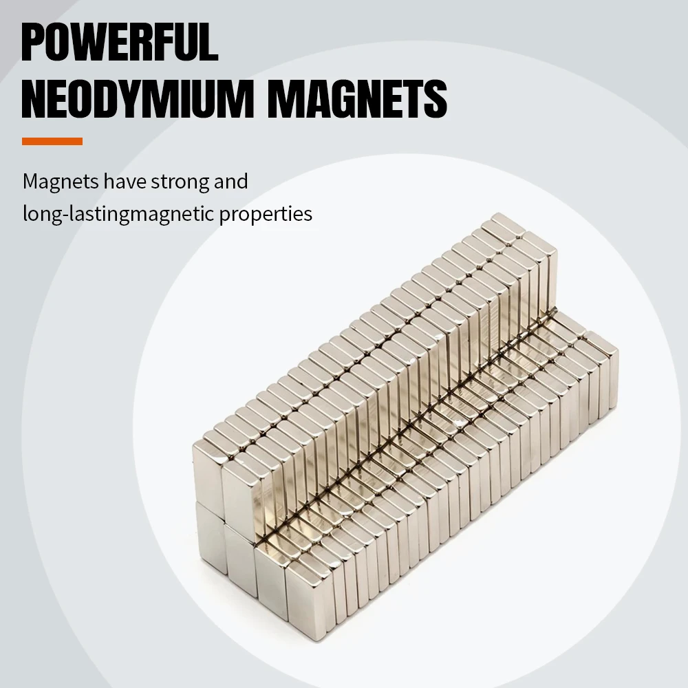 Neodymium Magnet High Purity Magnetic Raw Material Rectangular Block 10x5x2mm Strong Suction Anti-Rust DIY Craft Home Storage